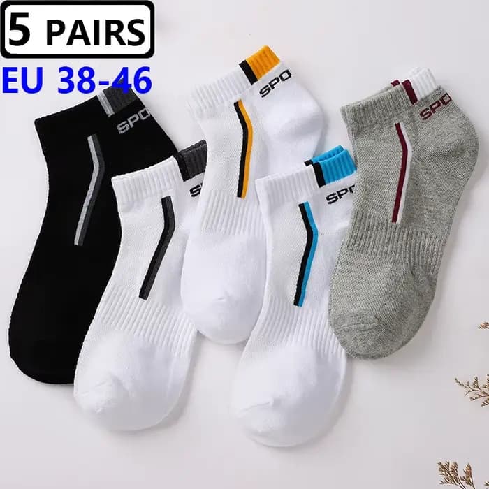 5 paires/ensemble hommes EU43-46 grande taille chaussettes Tube bas cheville