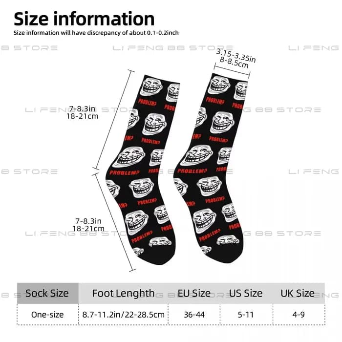 Chaussettes d'hiver unisexes drôles Trollface, Meme Rage, Comic, Funny Troll Joke, Internet, Imaging Happy Socks, Street Style, Elin Sock