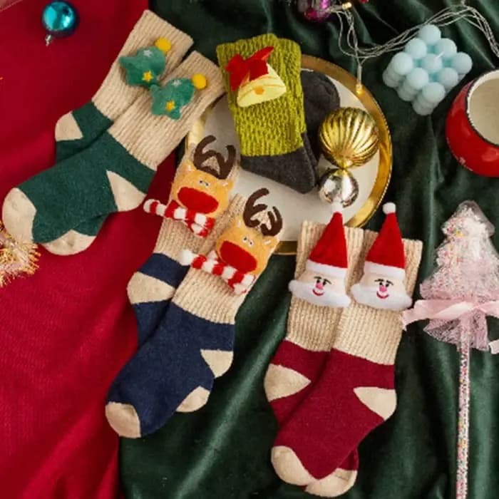 Chaussettes de noël en coton respirant pour enfants