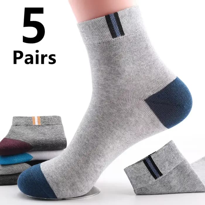 5 paires de chaussettes mi-mollet pour hommes, chaussettes confortables en coton pour le travail et les loisirs, avec un style sportif coloré, chaussettes mi-mollet classiques