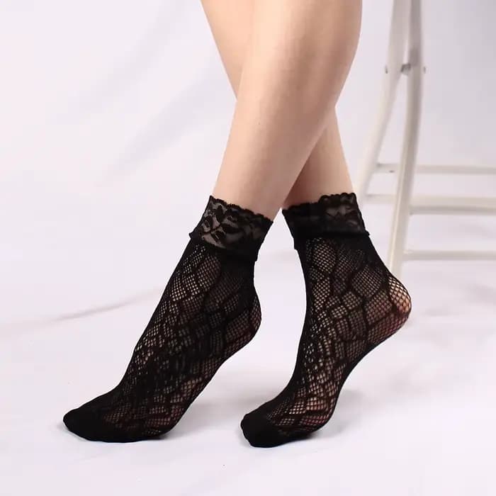 5 paires dentelle femmes maille chaussettes été élastique Transparent cheville