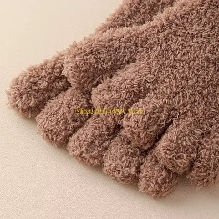 N5KE – chaussettes d'hiver à bout pelucheux pour femmes, chaussettes à cinq doigts en fourrure pour dormir à maison