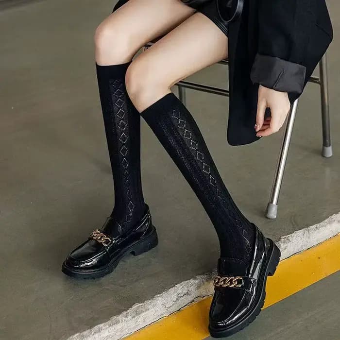 Chaussettes longues respirantes élastiques ajourées pour femmes