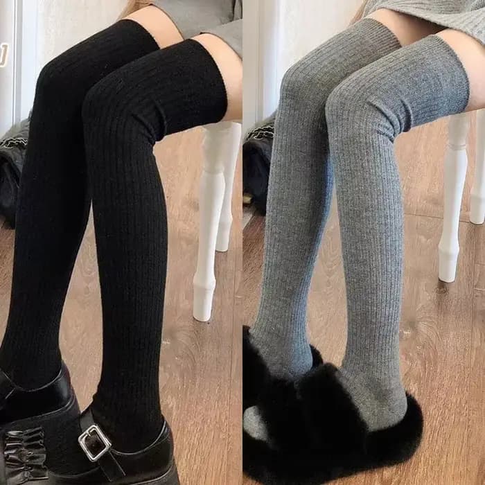 Femmes laine douce longues chaussettes automne hiver cachemire solide tricoté bas maigre décontracté genou haute