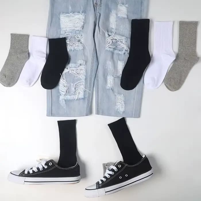 Chaussettes pour hommes coton blanc noir gris respirant longues