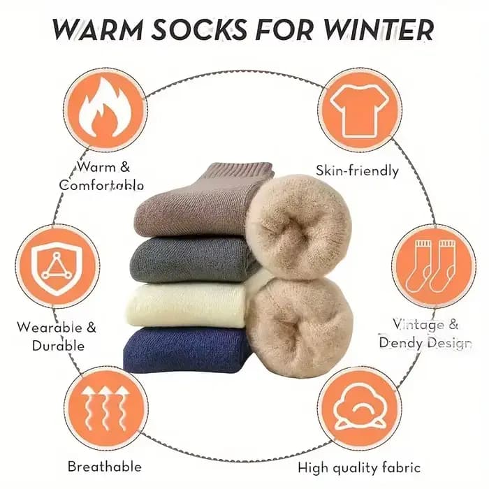Chaussettes thermiques en coton pour femmes et grandes filles