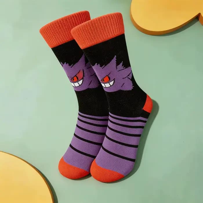 Chaussettes Pokemon en coton respirant pour hommes et femmes, chaussettes de sport décontractées avec figurines de dessin animé Pikachu Gengar Eevee