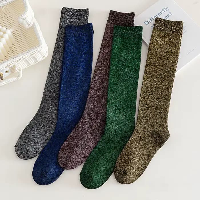 Chaussettes rayées à paillettes brillantes pour femmes