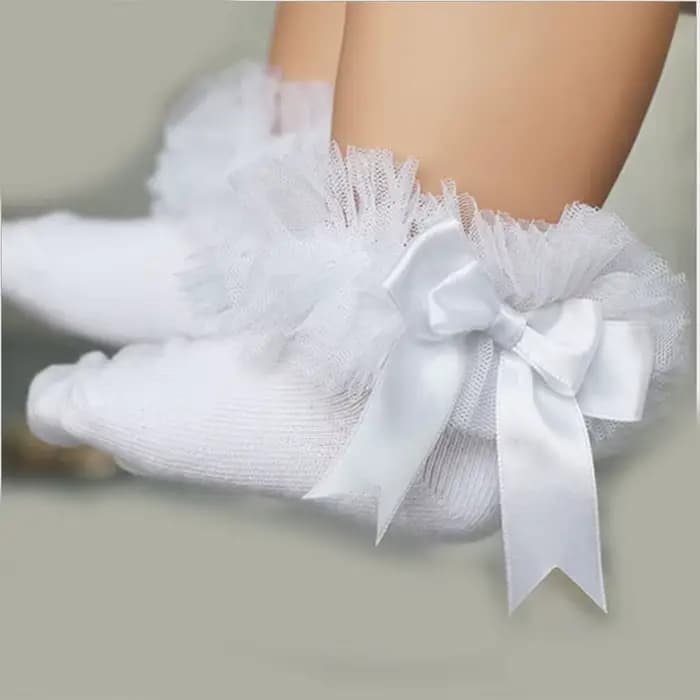 Chaussettes bébé fille avec nœud papillon dentelle à volants princesse chaussette en coton avec rubans Multi couleurs