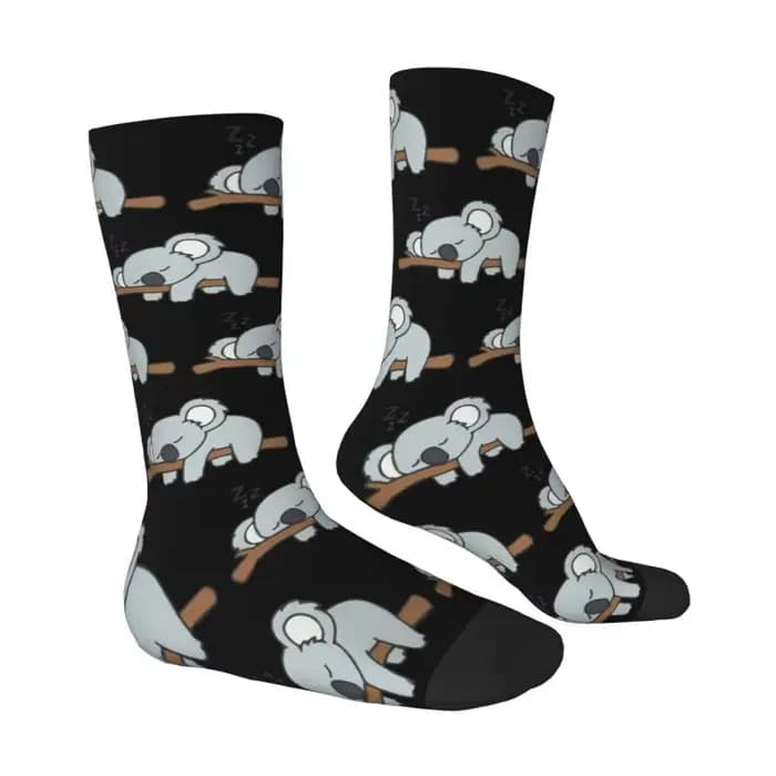 Chaussettes fantaisie personnalisées mignonnes et confortables à motif Koala endormi pour hommes et femmes