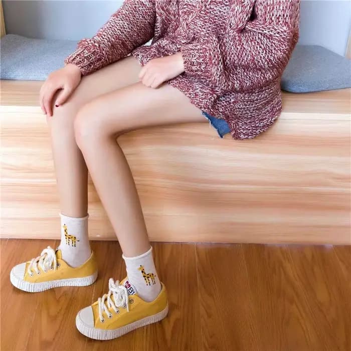 Jolies chaussettes d'animaux de dessin animé pour filles, flamant rose, pingouin, girafe, alpaga, sertissage, Confinement doux, bouche ample