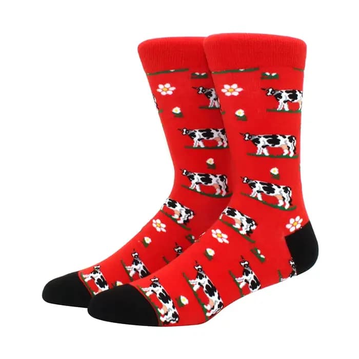 Hommes heureux amusant chaussettes impression art mignon printemps animal