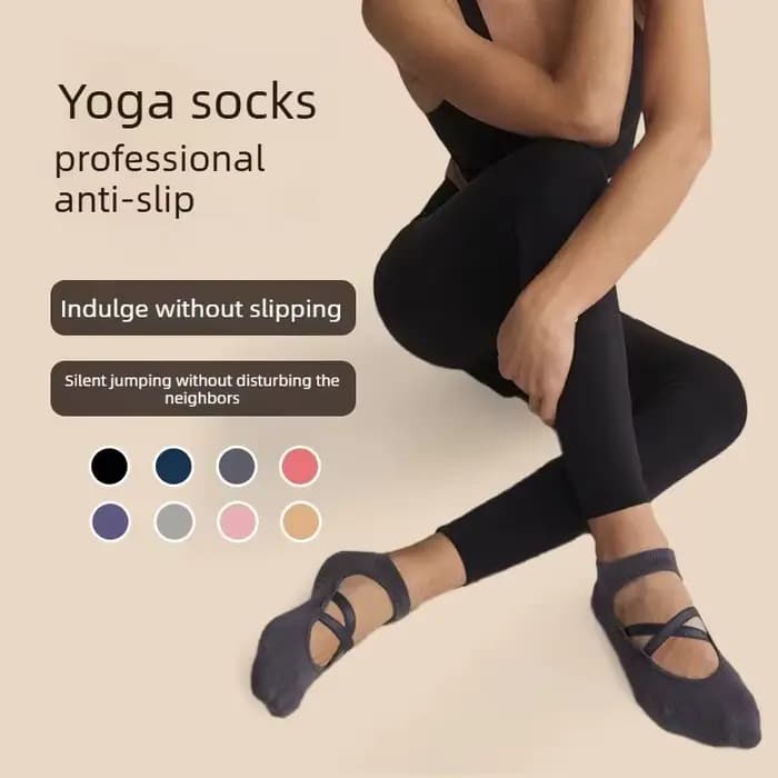 Chaussettes de yoga antidérapantes à brides croisées pour femmes
