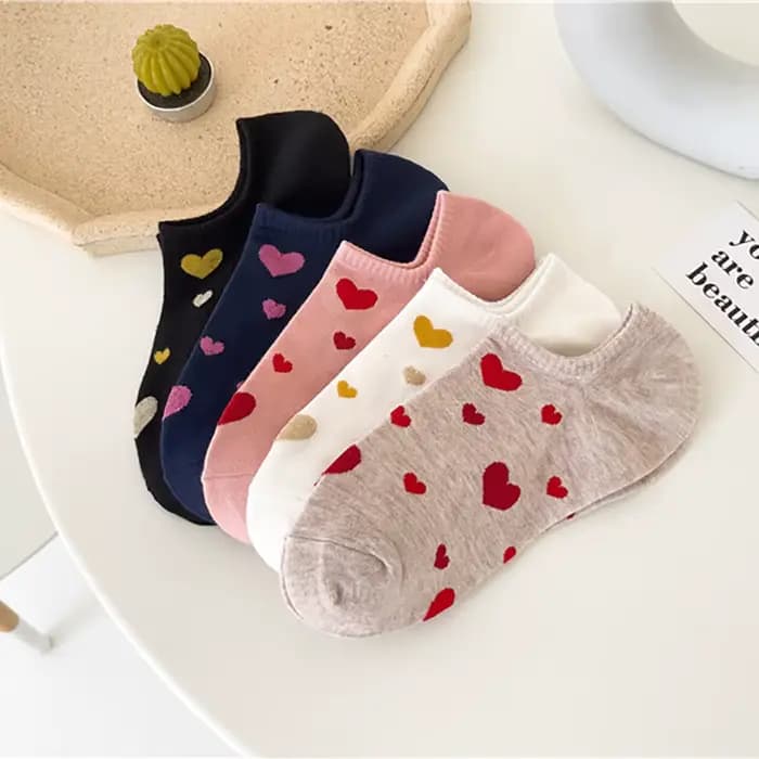 5 paires de chaussettes en forme de cœur de couleurs assorties pour femmes