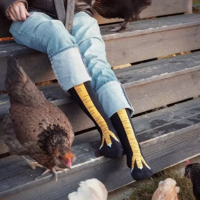 Hommes drôle 3D poulet chaussettes imprimer dessin animé Cosplay haute flexibilité cuisse