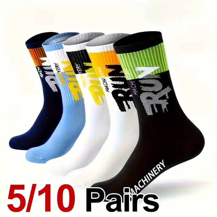 5/10 paires de chaussettes mi-hautes pour hommes