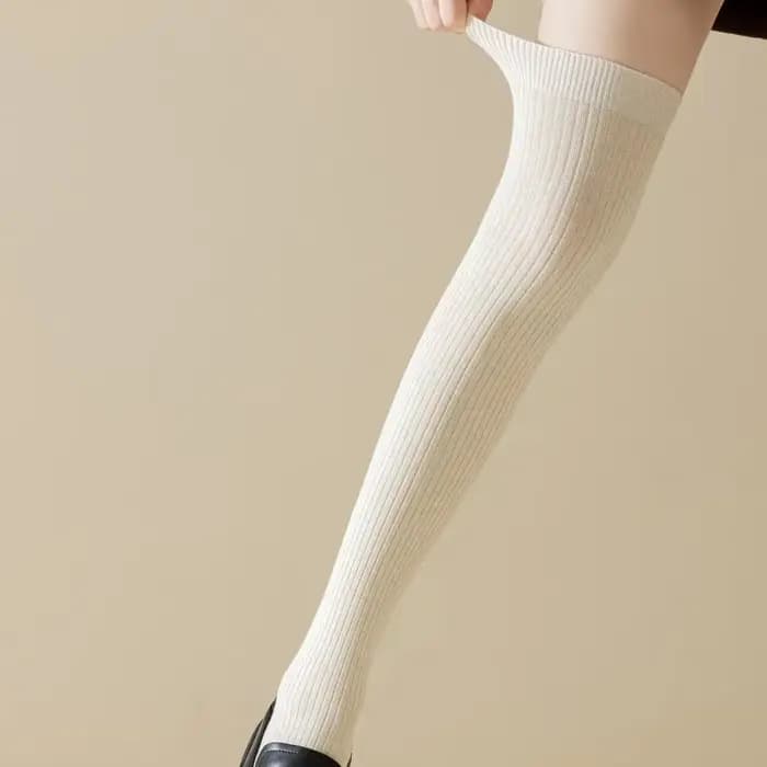 Femmes chaussettes longues laine cuisse bas maigre décontracté sur genou-haut moelleux femme longue chaussette au genou