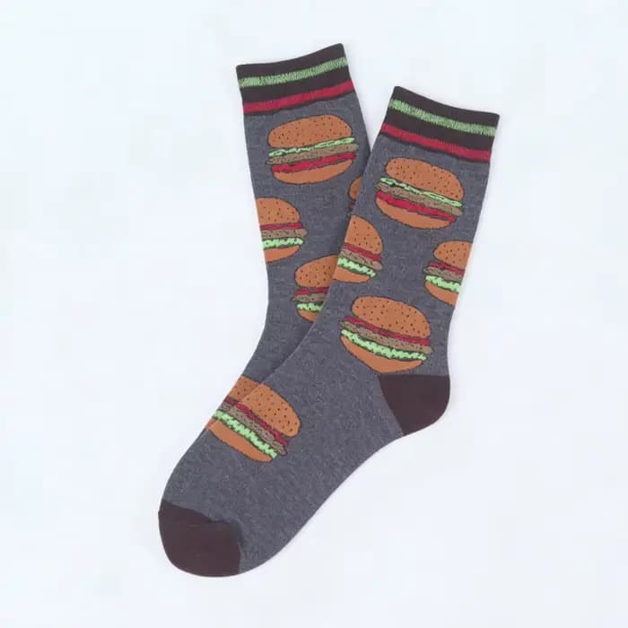 1 paire de chaussettes mi-mollet avec motif burger