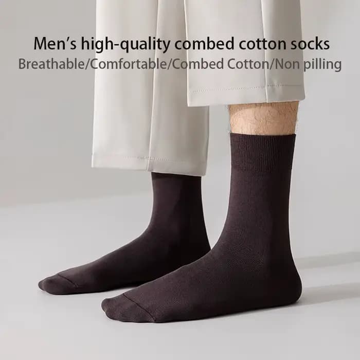 Chaussettes en coton peigné pour hommes de haute qualité suture désossée nouveau décontracté respirant noir blanc affaires 5 paires mâle chaussette longue EU39-45