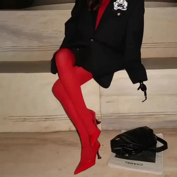 Collants rouges en velours pour femmes, Lingerie Slim coréenne, Leggings en dentelle, chaussettes gothiques, accessoires pour vêtements de fête, nouvelle collection