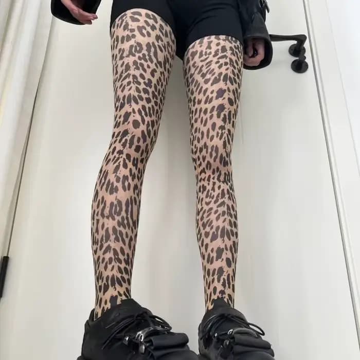 Collants Sexy Vintage imprimé léopard jaune pour femmes