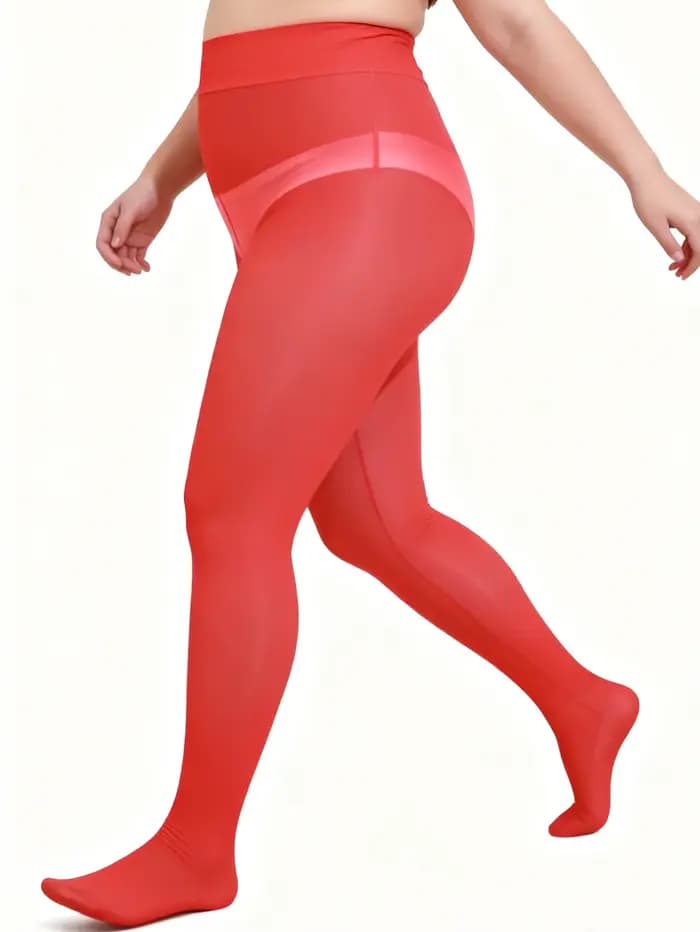 1 collant opaque rouge taille haute pour femme
