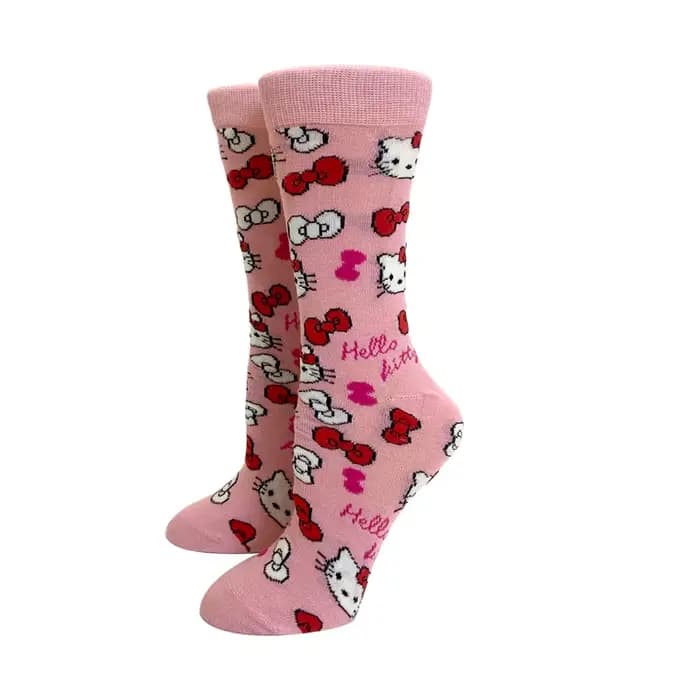 4 paires de chaussettes longues pour femmes, Hello Kitty, mode Anime, colorées, amusantes, décontractées, mignonnes, dessin animé créatif, pour hommes, taille 35-44