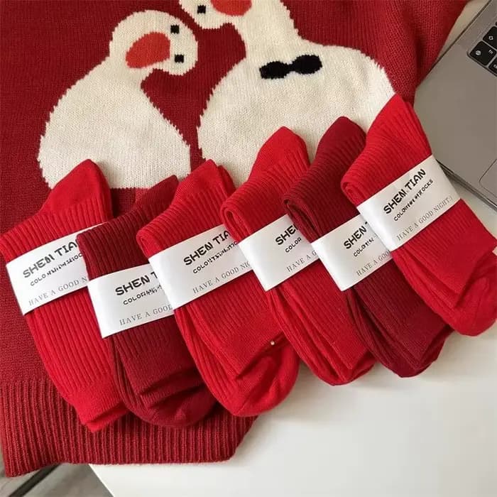 2 paires de chaussettes de Couple rouges pour hommes et femmes