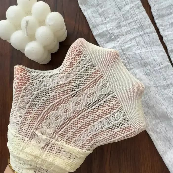 Japonais Kawaii filles chaussettes mignonnes printemps été maille évider femmes chaussettes couleur unie femme Harajuku rétro Vintage longues chaussettes