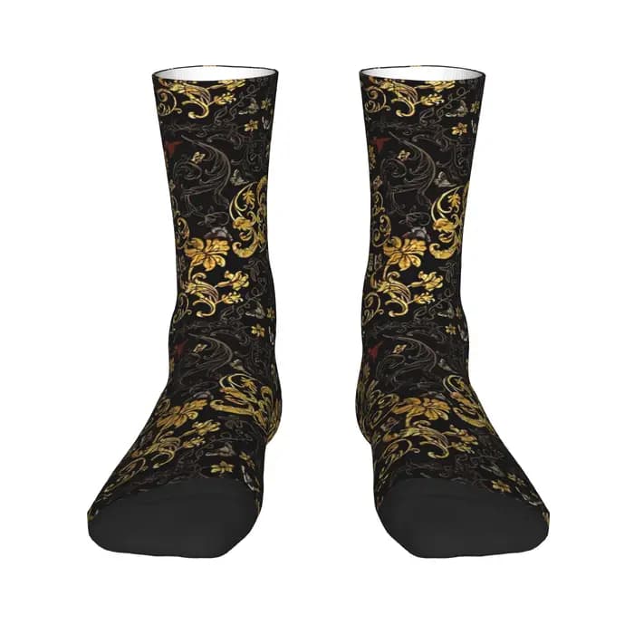 Chaussettes Renaissance dorées Transitions bas gothiques Couple
