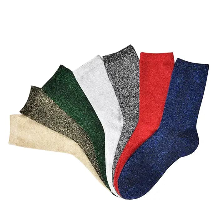 Chaussettes colorées de Style japonais, fil métallique, paillettes scintillantes, chaussettes en perles brillantes, noir, gris, bleu, mignon, cadeau Kawaii de styliste