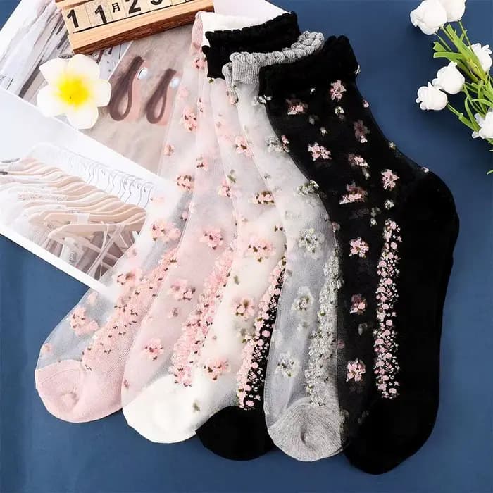 Chaussettes courtes en soie de verre transparente