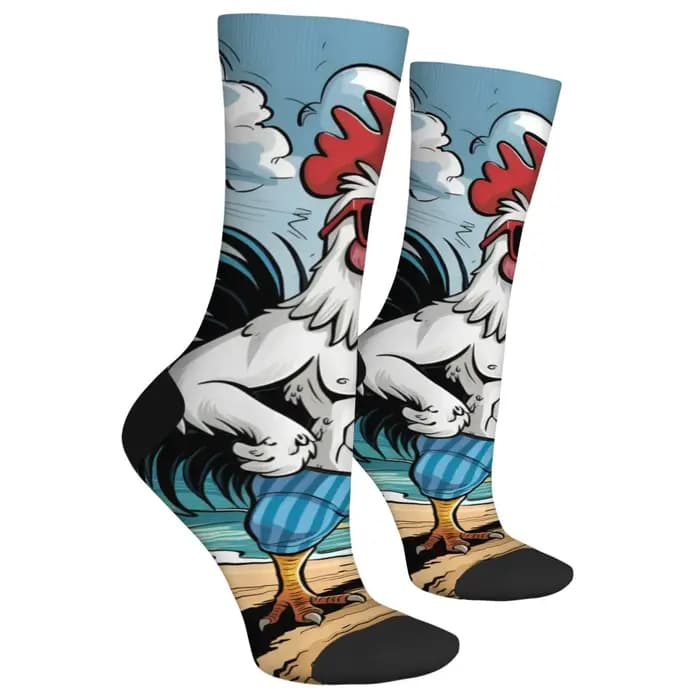Chaussettes pour hommes de dessin animé de coq drôle style Harajuku nouveauté rue hip-hop tendance