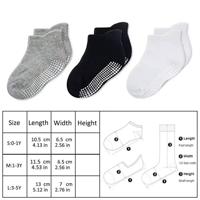 12 paires de chaussettes antidérapantes à points de colle noires