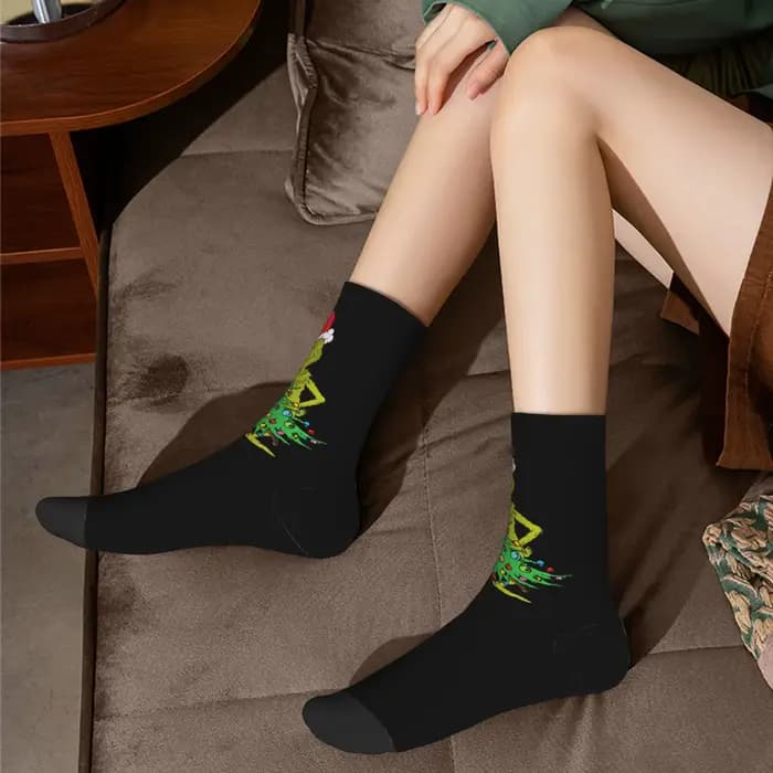 Chaussettes froissées de noël pour hommes et femmes, chaussettes à la mode, Harajuku, printemps été automne hiver, chaussettes à Tube central, cadeau