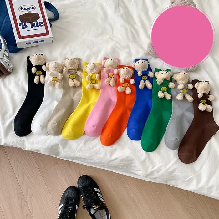 Dongdaemun-Chaussettes coréennes mignonnes en forme d'ours