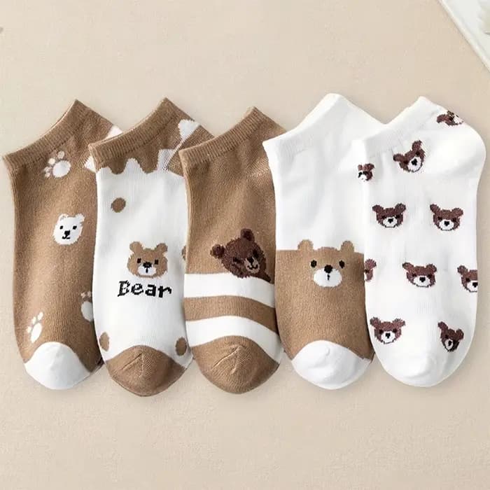 5 paires de chaussettes à motifs de dessin animé pour femmes