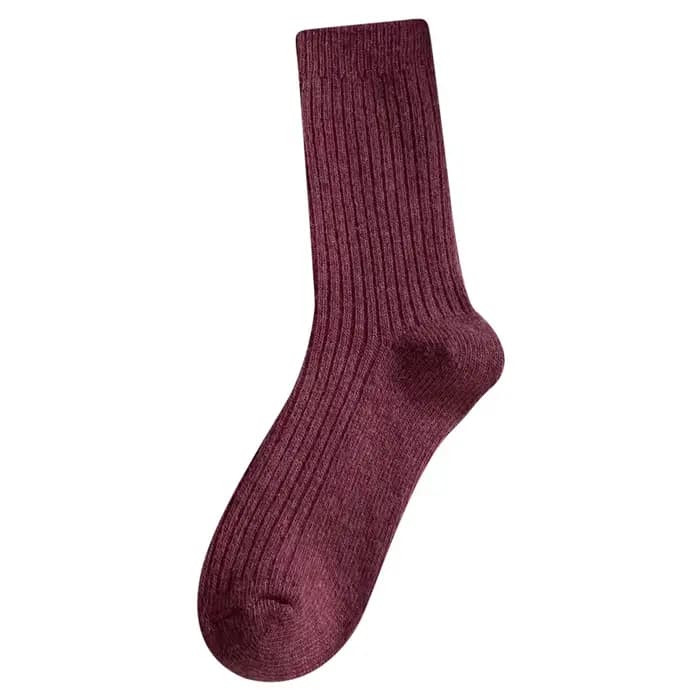 Chaussettes chaudes épaisses en laine mérinos pour femmes, classiques, couleur unie, côtelées, haute qualité, amples, mode japonaise, longues, hiver