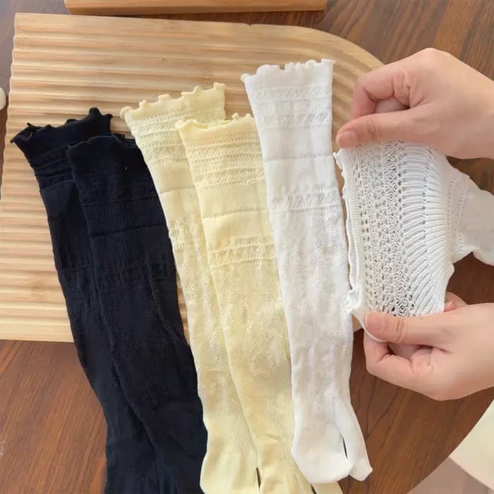 Mode japonaise Tabi orteil chaussettes femmes été Sexy dentelle deux doigts