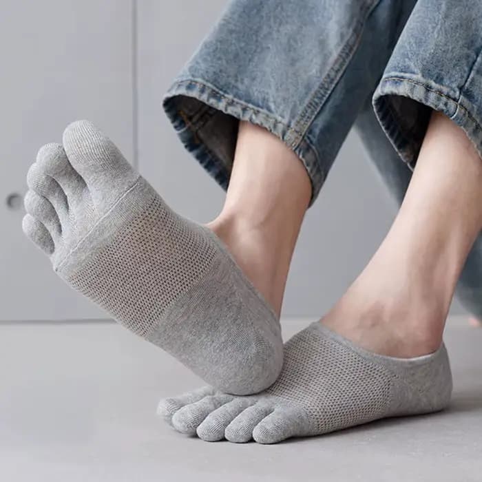 Chaussettes de sport invisibles à bouche peu profonde pour hommes, 5 doigts, coton, bateau absorbant la transpiration, mode respirante, Parker