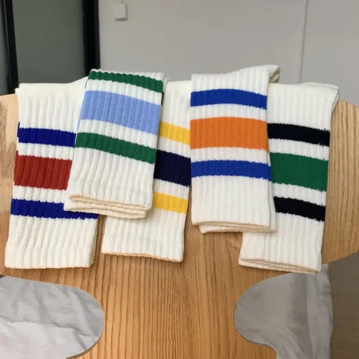 Chaussettes de sport mi-hautes rayées pour hommes
