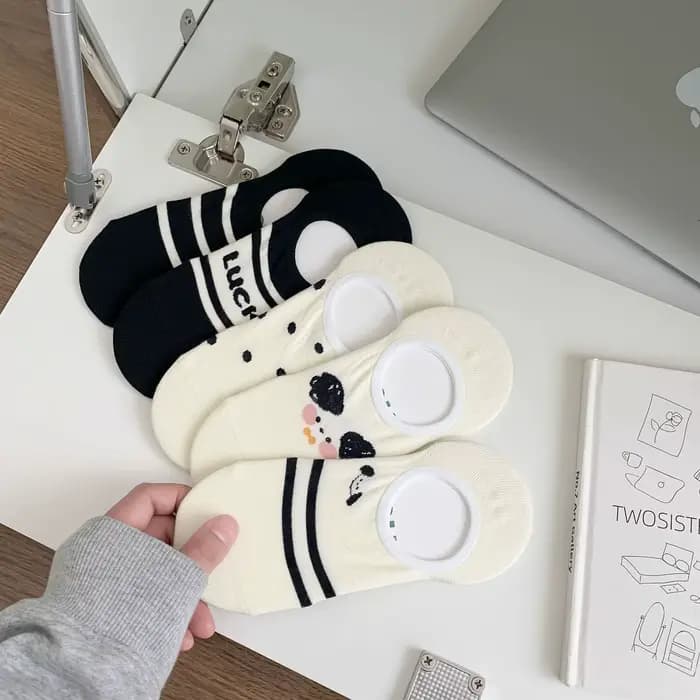 Chaussettes invisibles pour femmes, printemps-été, à rayures et pois, fines, simples, mignonnes, respirantes, absorbant la transpiration, chaussettes bateau