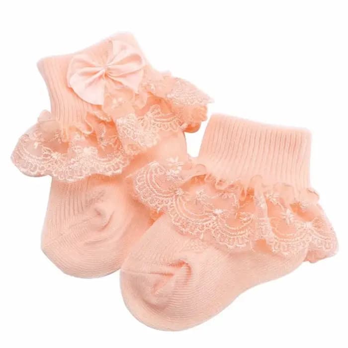 Chaussettes en coton avec nœud en dentelle pour bébé fille