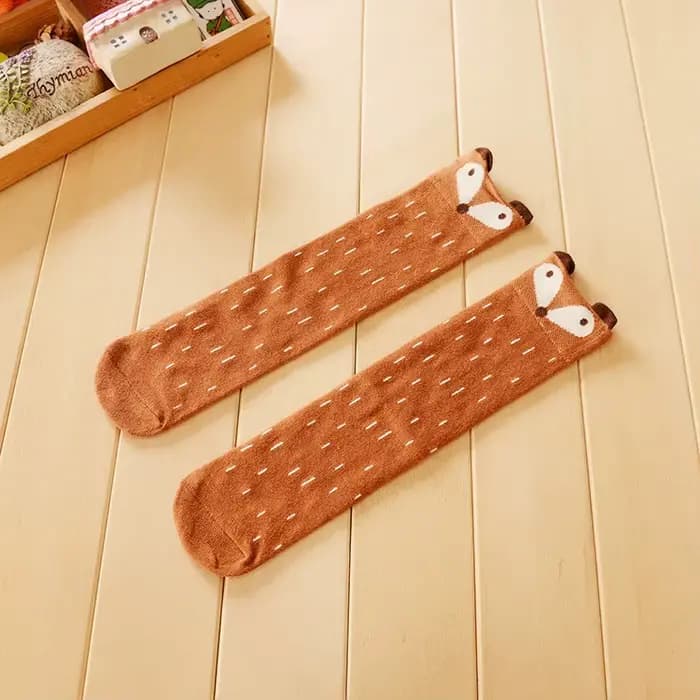 0 à 4 Y enfants dessin animé chaussettes souris renard motif style bébé chaussettes coton enfants garçon fille genou jambe haute chaud enfant chaussette