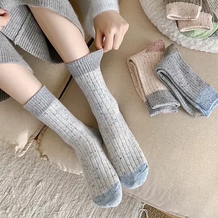 Chaussettes en laine douce pour femmes, optique, rayures, document bonbon, mode coréenne, chaud, nouveauté, doux, décontracté, hiver, automne, nouveau
