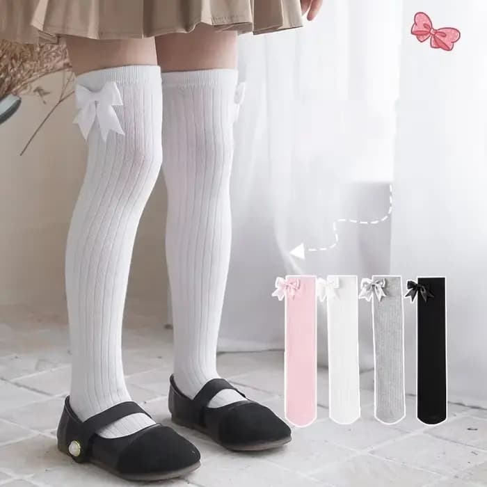 Chaussettes hautes en coton doux au genou pour enfants