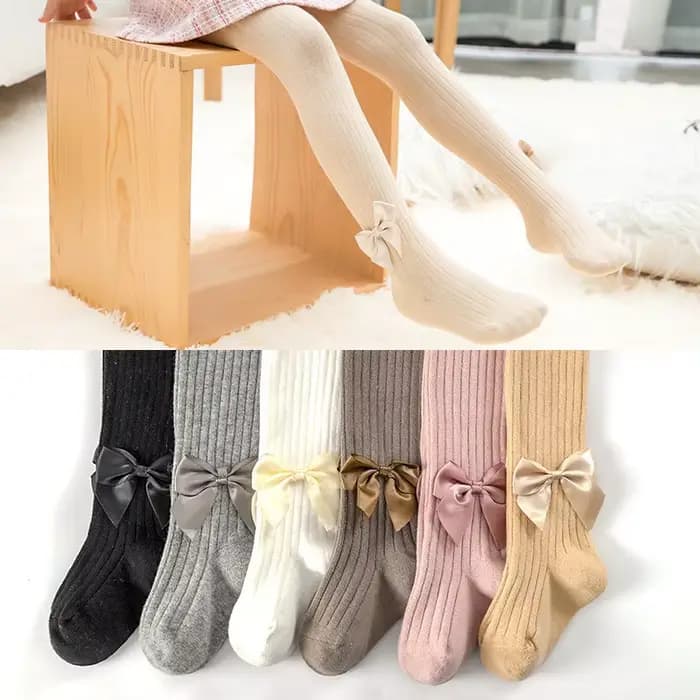 Collants mignons en coton avec nœud papillon pour fille de 0 à 9 ans, bas d'été respirants, de couleur rose et noir