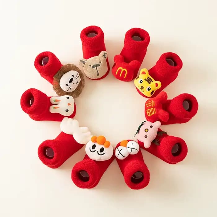 Chaussettes de noël pour enfants, chaussettes pour filles et garçons, antidérapantes, en coton imprimé, pour bébés, nouveau-nés, chaussettes courtes pour nourrissons, vêtements