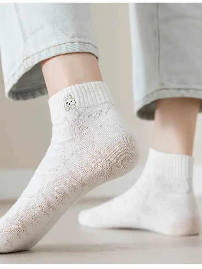 Chaussettes d'Été Blanches en Coton pour Femme et Fille