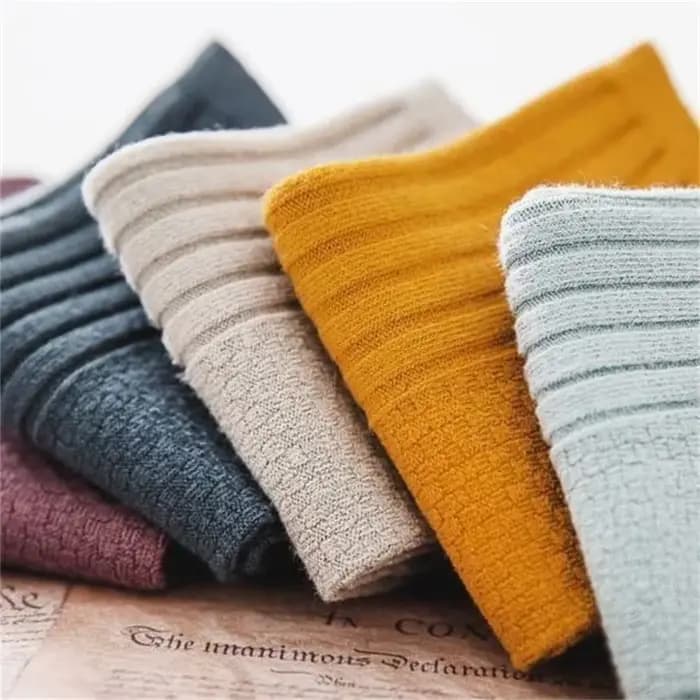 5 paires de chaussettes en coton côtelé pour hommes et femmes